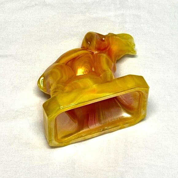 Boyd Art Glass Zack the Elephant Figure Slag Glass Sunkiste Carnival Iridescent - Picture 5 of 9